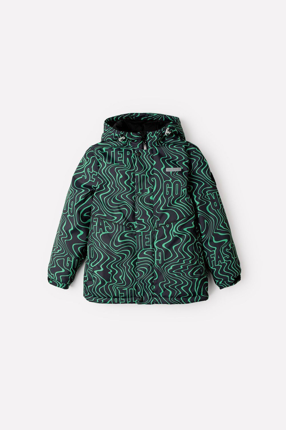 картинка CROCKID / Куртка зимняя для мальчика цвет : чёрный,зелёные волны от магазина Одежда+