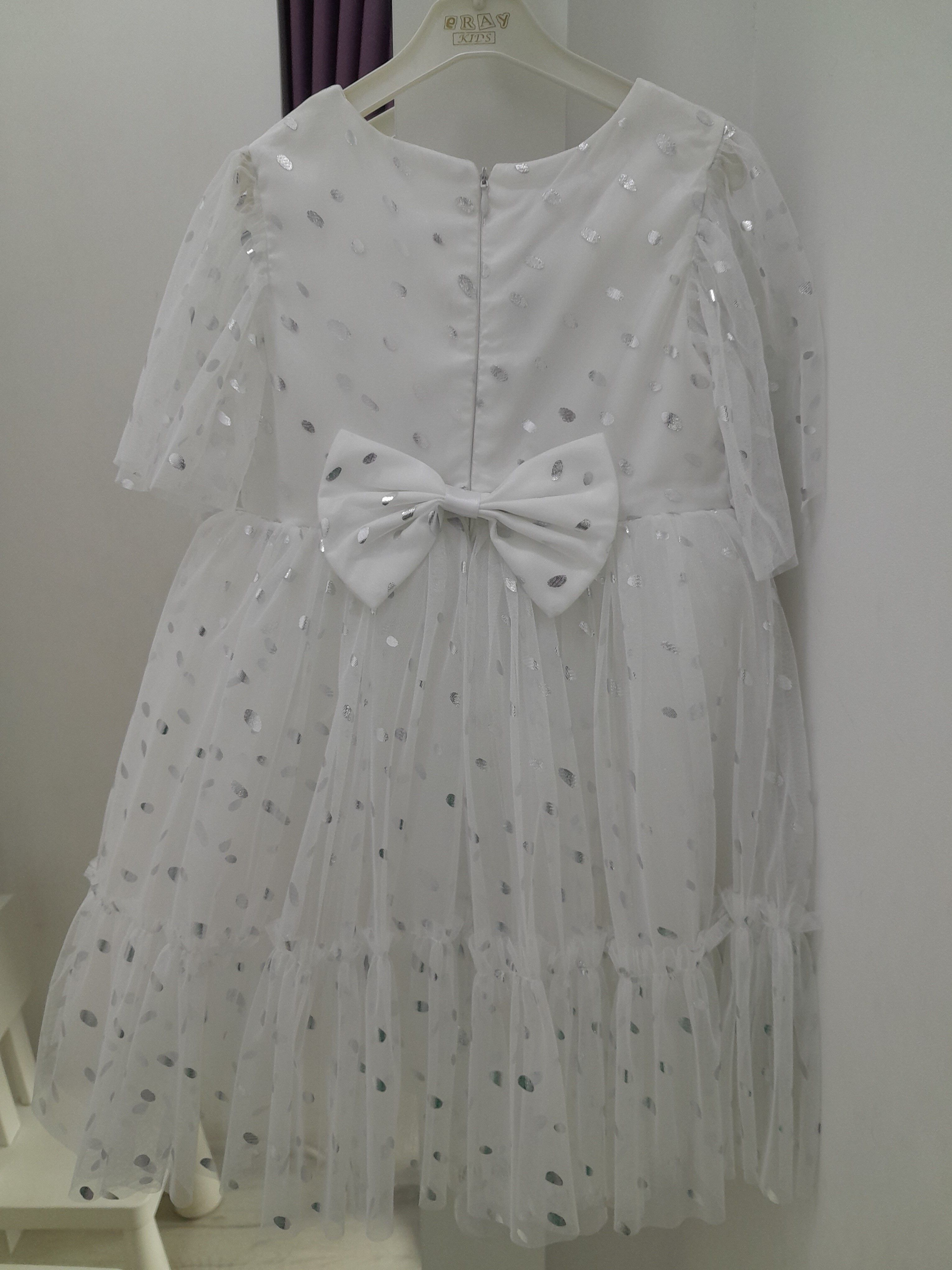 картинка eray kids / Нарядное платье цвет : белый(серебристый горох) от магазина Одежда+