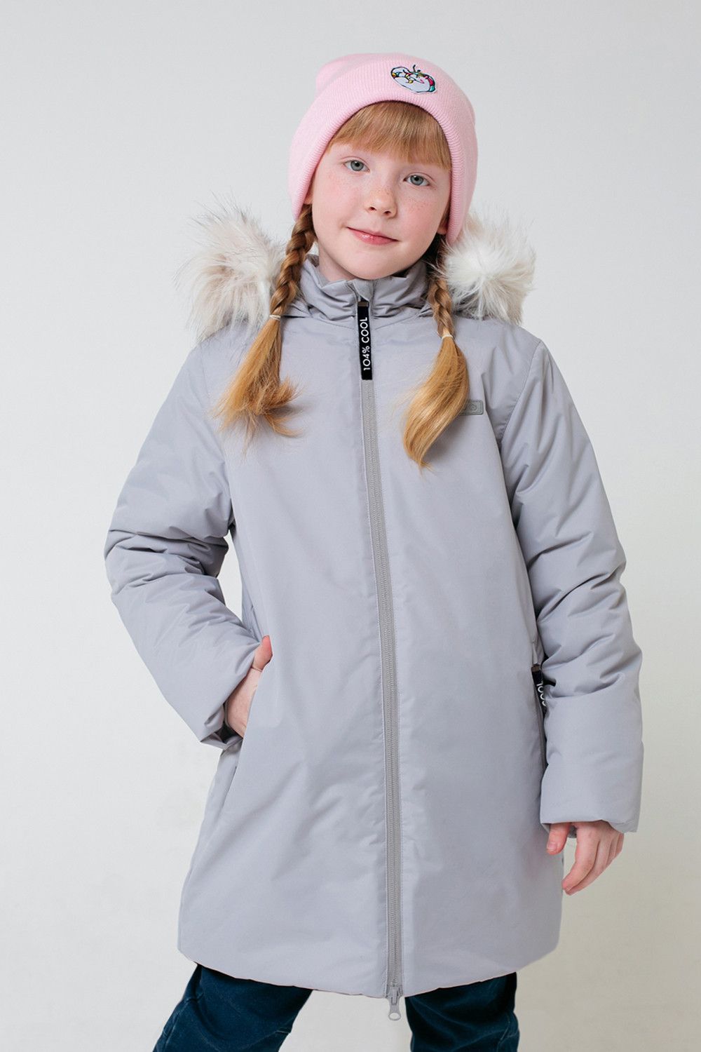 картинка CROCKID / Пальто зимнее для девочки цвет : светло-серый от магазина Одежда+