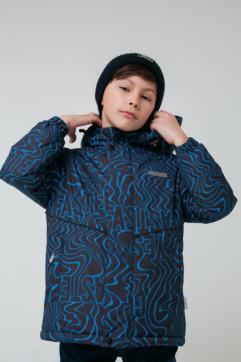 картинка CROCKID / Куртка зимняя для мальчика цвет : чёрный,синие волны от магазина Одежда+