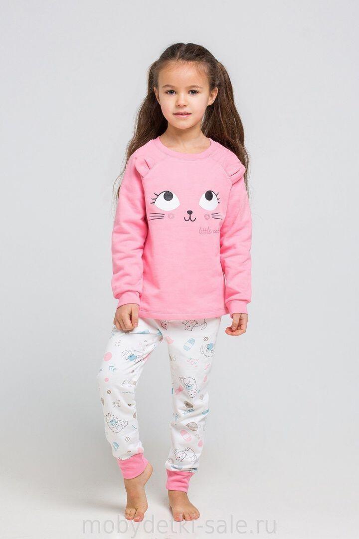 картинка CROCKID / Пижама цвет: тепло розовый+котята с клубочками от магазина Одежда+