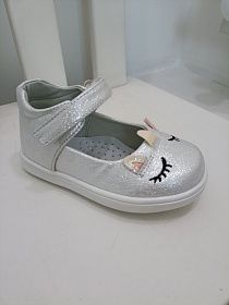JONG.GOLF / Туфли для девочки цвет : серебристый(единорог)